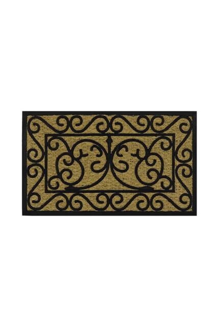 JVL Woven Coir Tuffscrape Doormat 45x75cm Scroll in Natural - Size: 45 cm x 75 cm - image 1
