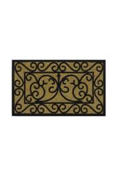 JVL Woven Coir Tuffscrape Doormat 45x75cm Scroll in Natural - Size: 45 cm x 75 cm - thumbnail 1