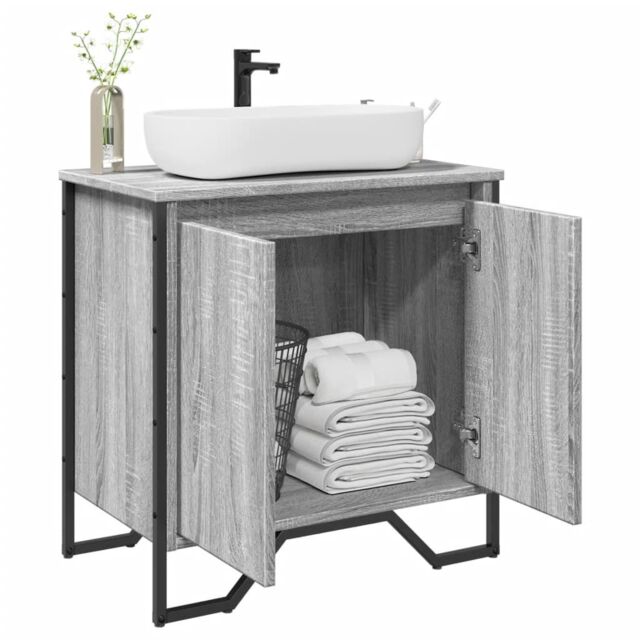 Berkfield Home Bathroom Sink Cabinet Grey Sonoma 60x35x60 cm Engineered Wood - Size: 60 x 35 x 60 cm - image 1