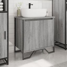 Berkfield Home Bathroom Sink Cabinet Grey Sonoma 60x35x60 cm Engineered Wood - Size: 60 x 35 x 60 cm - thumbnail 3