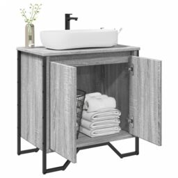 Berkfield Home Bathroom Sink Cabinet Grey Sonoma 60x35x60 cm Engineered Wood - Size: 60 x 35 x 60 cm - thumbnail 1