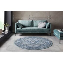 THE RUGS Skazar Isfahan Oriental Rug Polypropylene Vintage Design Jute Backing in Blue - Size: 80 cm x 150 cm - thumbnail 7