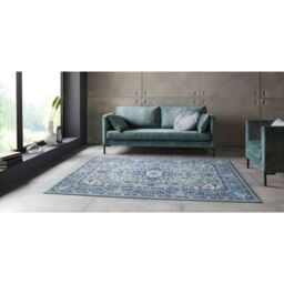 THE RUGS Skazar Isfahan Oriental Rug Polypropylene Vintage Design Jute Backing in Blue - Size: 80 cm x 150 cm - thumbnail 6