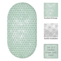 Showerdrape Medina Anti Slip PVC Bath Mat 69cm x 36cm - 2 Set in Green - Size: 69 cm x 36 cm - thumbnail 1