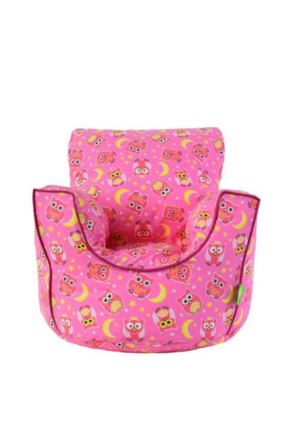 Bean Lazy Women's Cotton Pink Owl Bean Bag Arm Chair with Beans Child / Teen size - Size: Large - image 1