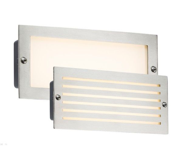 Netlighting White LED Recessed Brick Light Brushed Steel Fascia 230V IP54 5W in Grey