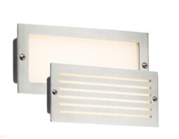 Netlighting White LED Recessed Brick Light Brushed Steel Fascia 230V IP54 5W in Grey