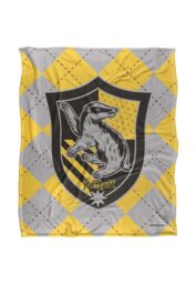 Warner Brothers Harry Potter Hufflepuff Plaid Sigil Blanket 152 x 127 cm in White - thumbnail 1