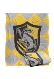 Warner Brothers Harry Potter Hufflepuff Plaid Sigil Blanket 152 x 127 cm in White - thumbnail 2