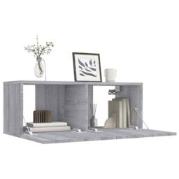 Berkfield Home TV Cabinet Grey Sonoma 80x30x30 cm Engineered Wood - Size: 80 x 30 x 30 cm - thumbnail 4