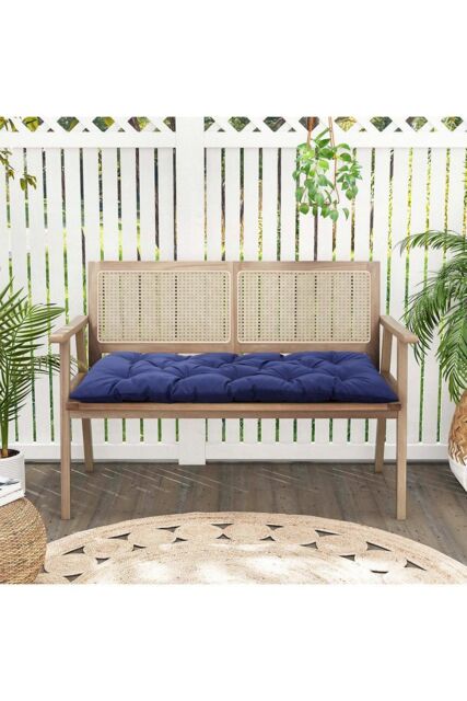 Garden Sanctuary 120cm W x 50cm D Navy Blue Outdoor Waterproof Sunproof Bench Cushion - Size: 120 cm W x 50 cm D