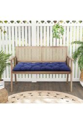 Garden Sanctuary 120cm W x 50cm D Navy Blue Outdoor Waterproof Sunproof Bench Cushion - Size: 120 cm W x 50 cm D - thumbnail 1
