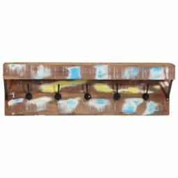 Berkfield Home Coat Rack with Shelf Wall Mounted Solid Reclaimed Wood & Metal in Brown - thumbnail 4