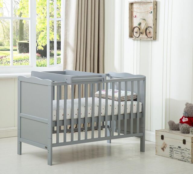 MCC Direct CozyCubs Wooden Baby Cot Bed With Top Changer Orlando in Grey - Size: 1 Pack - image 1
