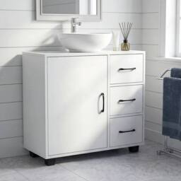VOGREX Bathroom Under Sink Storage Cabinet Basin Shelf Unit in White
