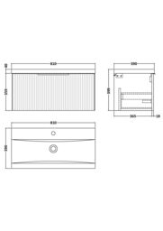 Balterley Fluted Wall Hung 1 Drawer Vanity Basin Unit & Basin 800mm, Satin Green - thumbnail 8