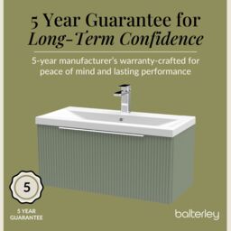 Balterley Fluted Wall Hung 1 Drawer Vanity Basin Unit & Basin 800mm, Satin Green - thumbnail 6