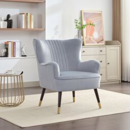 Artemis Home Madison Velvet Fabric Accent Chair in Light Blue - thumbnail 1