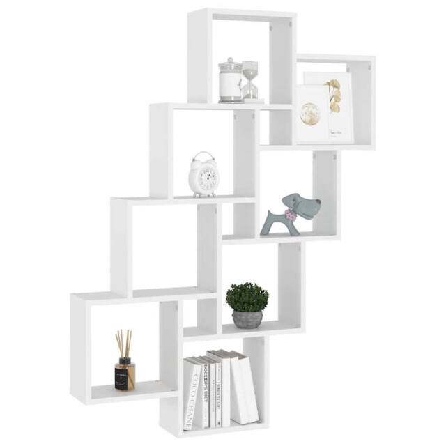 Berkfield Home Wall Cube Shelf White 90x15x119 cm Engineered Wood - Size: 90 x 15 x 119 cm - image 1