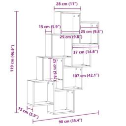 Berkfield Home Wall Cube Shelf White 90x15x119 cm Engineered Wood - Size: 90 x 15 x 119 cm - thumbnail 6