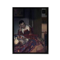 "Artery8 A Maid Asleep Portrait Painting Vermeer Vintage Framed Canvas Wall Art - Size: W12"" x H16""" - thumbnail 1