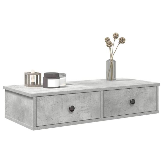 Berkfield Home Wall Shelf with Drawers Concrete Grey 80x31x17 cm Engineered Wood - Size: 80 x 31 x 17 cm - image 1