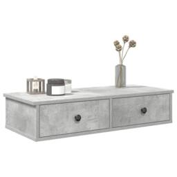 Berkfield Home Wall Shelf with Drawers Concrete Grey 80x31x17 cm Engineered Wood - Size: 80 x 31 x 17 cm - thumbnail 1