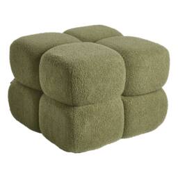 Wyld and Coco Boucle Square Pouffe 60x60cm Green - Size: 60x60 cm - thumbnail 3