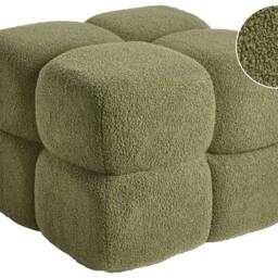 Wyld and Coco Boucle Square Pouffe 60x60cm Green - Size: 60x60 cm - thumbnail 2