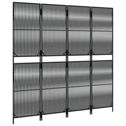 Berkfield Home Room Divider 4 Panels Black Poly Rattan - thumbnail 4