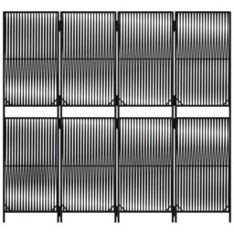 Berkfield Home Room Divider 4 Panels Black Poly Rattan - thumbnail 5