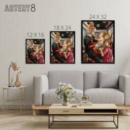 "Artery8 Madonna & Child with Angels Botticelli Framed Canvas Wall Art - Size: W12"" x H16""" - thumbnail 4