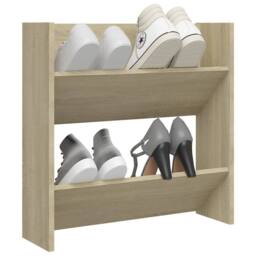 Berkfield Home Wall Shoe Cabinet Sonoma Oak 60x18x60 cm Engineered Wood in Light Tan - Size: 60 x 18 x 60 cm