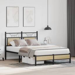 Berkfield Home Decorative Bed Frame w/Drawers Frame Smoked Oak 120x190 cm Small in Natural - Size: Small Double - thumbnail 5
