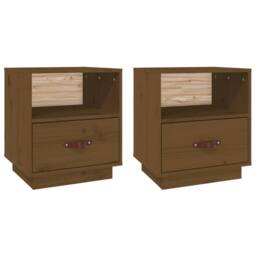 Berkfield Home Bedside Cabinets 2 pcs Honey Brown 40x34x45 cm Solid Wood Pine - Size: 40 x 34 x 45 cm