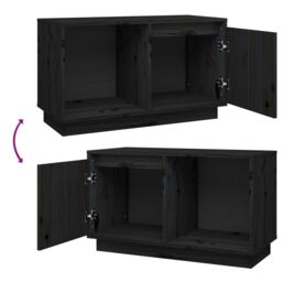 Berkfield Home TV Cabinet Black 74x35x44 cm Solid Wood Pine - Size: 74 x 35 x 44 cm - thumbnail 6