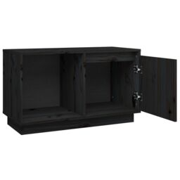 Berkfield Home TV Cabinet Black 74x35x44 cm Solid Wood Pine - Size: 74 x 35 x 44 cm - thumbnail 4