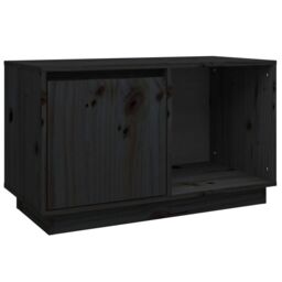 Berkfield Home TV Cabinet Black 74x35x44 cm Solid Wood Pine - Size: 74 x 35 x 44 cm - thumbnail 2
