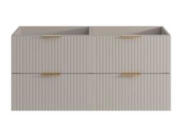 Vente-unique Ribbed Suspended Bathroom Unit - Beige - W120 Cm - ZEVARA - thumbnail 3
