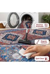 Living and Home Bohemian-Inspired Non-Slip Runner Rug in Red - Size: 50 cm x 120 cm - thumbnail 5