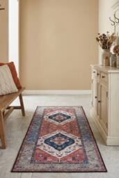 Living and Home Bohemian-Inspired Non-Slip Runner Rug in Red - Size: 50 cm x 120 cm - thumbnail 2