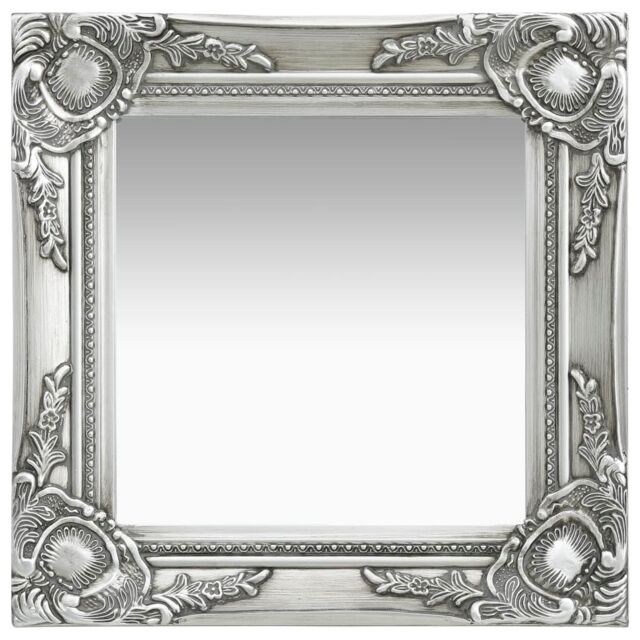Berkfield Home Wall Mirror Baroque Style 40x40 cm Silver - image 1