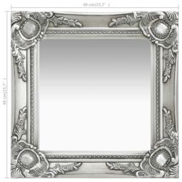 Berkfield Home Wall Mirror Baroque Style 40x40 cm Silver - thumbnail 5