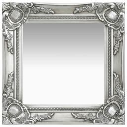 Berkfield Home Wall Mirror Baroque Style 40x40 cm Silver - thumbnail 1