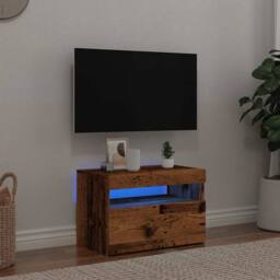 Berkfield Home TV Cabinet with LED Lights Old Wood 60x35x40 cm Engineered Wood in Brown - Size: 60 x 35 x 40 cm - thumbnail 5