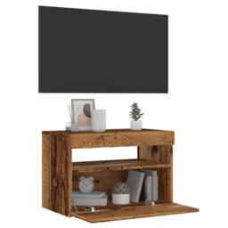 Berkfield Home TV Cabinet with LED Lights Old Wood 60x35x40 cm Engineered Wood in Brown - Size: 60 x 35 x 40 cm - thumbnail 2