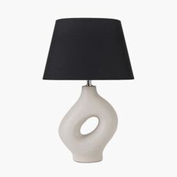 Ruma Artistic Abstract Boho Ceramic Table Lamp Neutral Mutted Tones in Cream - thumbnail 5