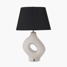Ruma Artistic Abstract Boho Ceramic Table Lamp Neutral Mutted Tones in Cream - thumbnail 4