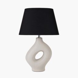 Ruma Artistic Abstract Boho Ceramic Table Lamp Neutral Mutted Tones in Cream - thumbnail 2