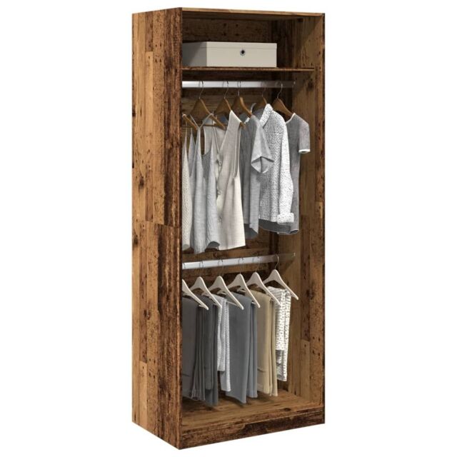Berkfield Home Wardrobe Old Wood 80x50x200 cm Engineered Wood in Brown - Size: 80 x 50 x 200 cm - image 1